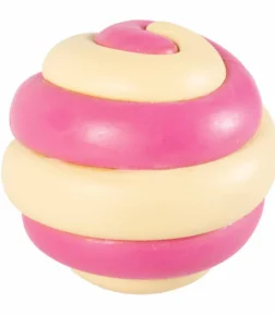 Ebi Coockoo Berry Swirl Strong Rubber Ball Dog Toy - PINK&BEIGE/7.5CM
