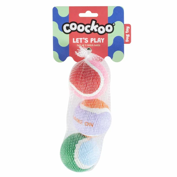Ebi Coockoo Ebi Coockoo Let's Play Set Of 3 - Tennis Ball Dog Catch & Fetch Toy 3x6.4cm