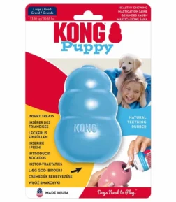 Kong Puppy Natural Teething Rubber Cone Chew Toy LIGHT BLUE