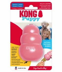 Kong Puppy Natural Teething Rubber Cone Chew Toy PINK
