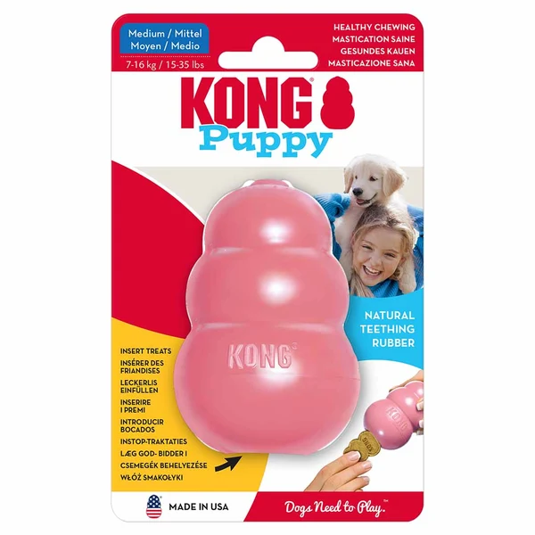 Kong Puppy Natural Teething Rubber Cone Chew Toy PINK Kong Puppy Natural Teething Rubber Cone Chew Toy PINK
